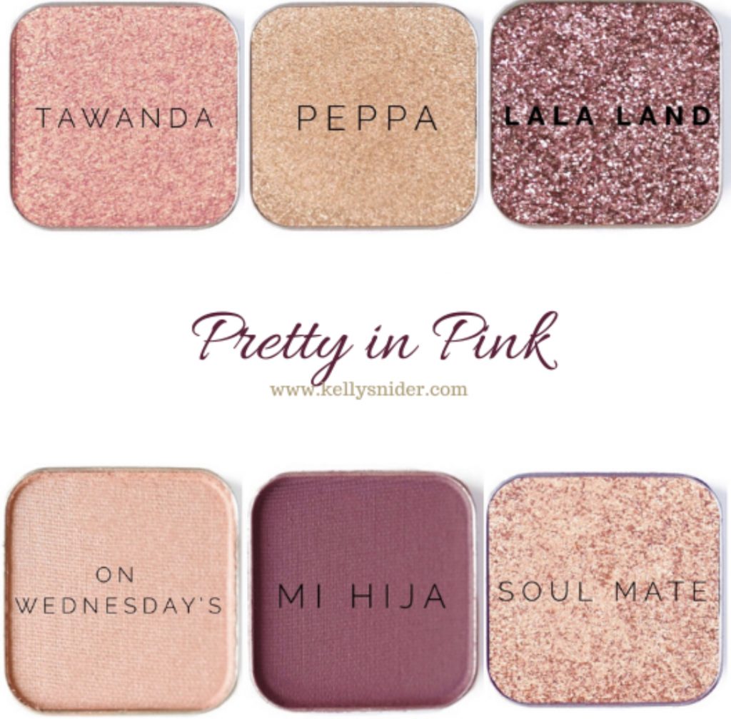 Popular Utah Blogger and Maskcara Beauty Artist Kelly Snider shares the Perfect makeup for Valentines Day; Image of Maskcara Beauty pink eyeshadow palette Pretty in Pink with the colors Tawanda, Peppa, Lala Land, On Wednesdays, Mi Hija, and Soul Mate.