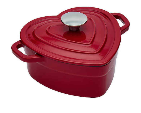 Valentine's Day Gift Ideas for Her by popular Utah life and style blogger, Kelly Snider: image of Bed Bath and Beyond cast iron heart dutch oven. 