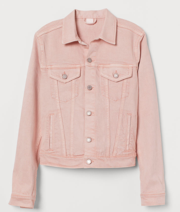Valentine's Day Gift Ideas for Her by popular Utah life and style blogger, Kelly Snider: image of H&M Pink Denim Jacket. 