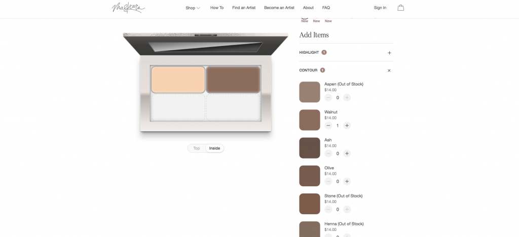 Popular Utah beauty blogger and independent Maskcara Beauty artist, Kelly Snider's step-by-step tutorial on how to use the Maskcara Palette builder; image from the Maskcara Beauty website demonstrating how to use the online Maskcara Palette builder.