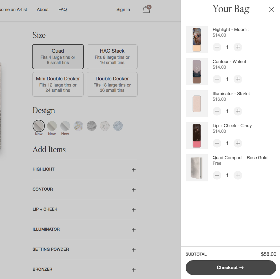 Popular Utah beauty blogger and independent Maskcara Beauty artist, Kelly Snider's step-by-step tutorial on how to use the Maskcara Palette builder; image from the Maskcara Beauty website demonstrating how to use the online Maskcara Palette builder.