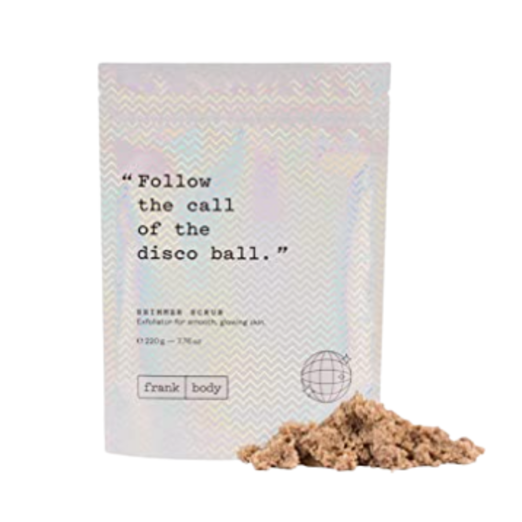 Get glammed up and shimmer with Frank Body Shimmer Scrub.