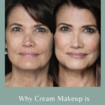 Picture of a lady with mature skin before and after she used Seint Makeup. Titled "Why is Cream Makeup Ideal for Mature Skin?" Kellysnider.com
