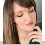 Picture of Kelly Snider with closed eyes displaying her eyeshadow look. Text on the picture says, "Easy Eyeshadow Tutorial for Summer" Kellysnider.com