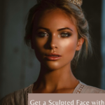 Picture of girl wearing a crown and very shiny, contoured face with Seint makeup. kellysnider.com