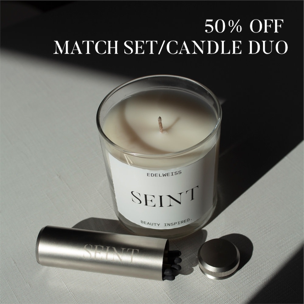 SEINT MATCH AND CANDLE SET